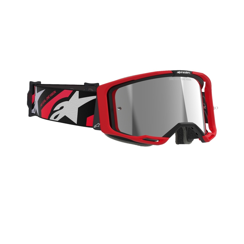 Alpinestars Vision 8 Luar crveno-crne motocross naočale sa zrcalnom srebrnom lećom
