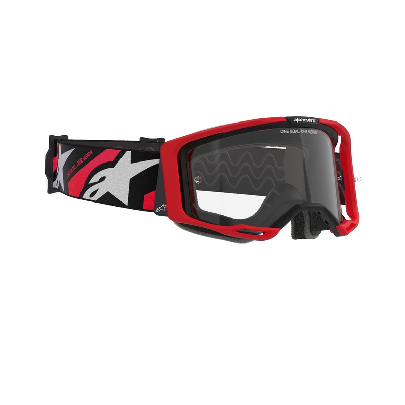 Motocross naočale Alpinestars Vision 8 Luar crveno-crne s prozirnim staklima