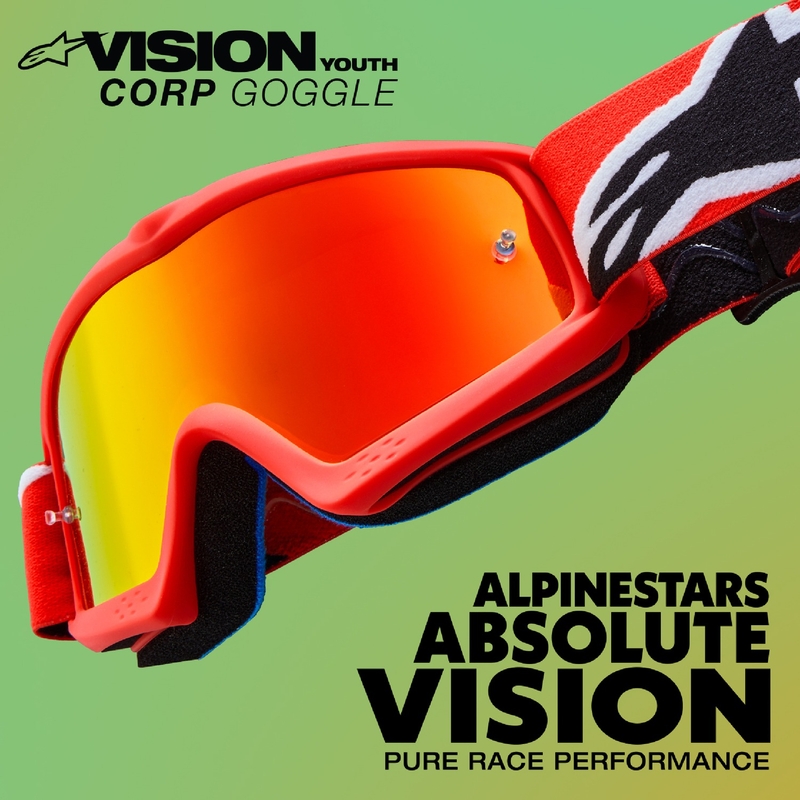 Alpinestars Vision Youth Blaze Red motocross naočale sa srebrnom zrcalnom lećom