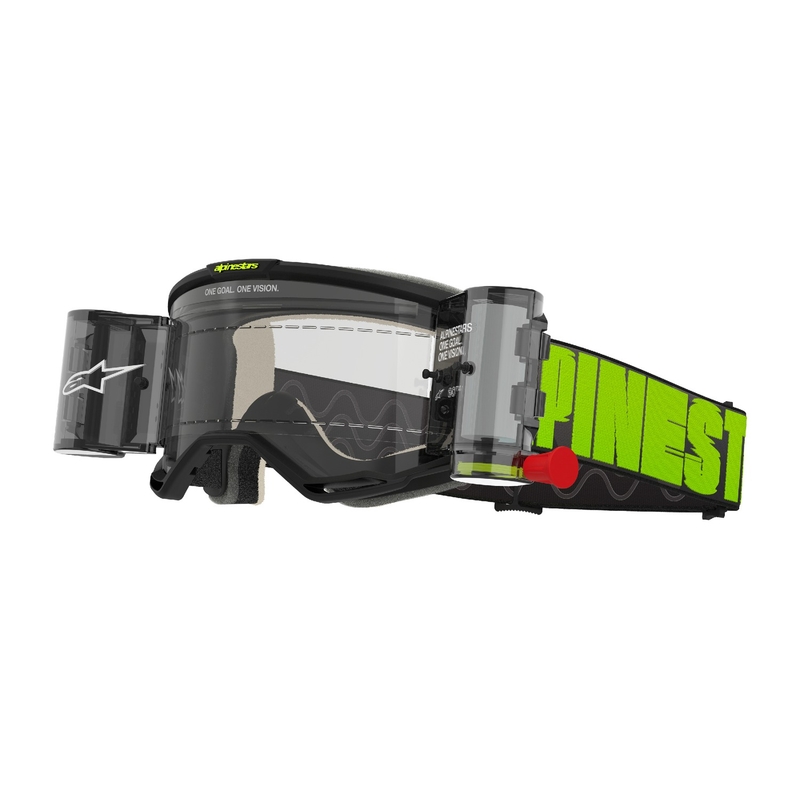 Naočale za motocross Alpinestars Vision 5 Hollow ROLL-OFF Wide Vision sivo-fluo žute s prozirnim pleksiglasom