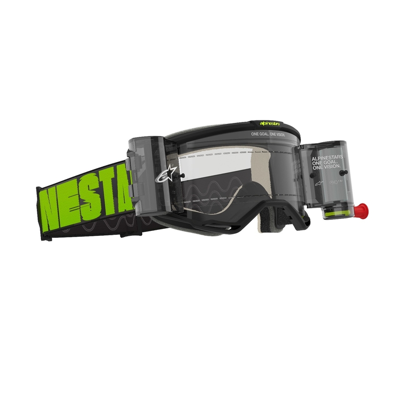 Naočale za motocross Alpinestars Vision 5 Hollow ROLL-OFF Wide Vision sivo-fluo žute s prozirnim pleksiglasom