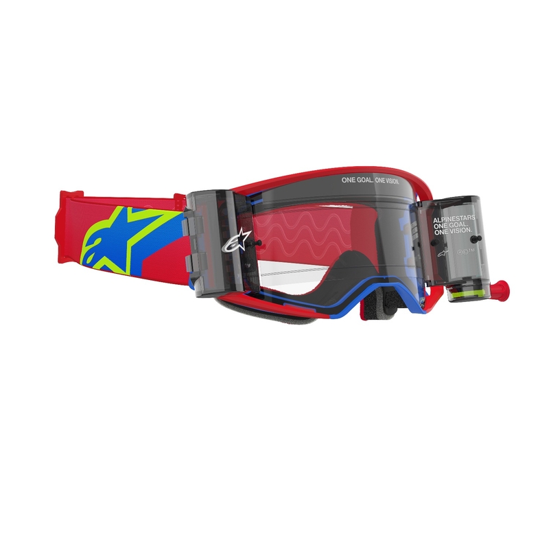 Alpinestars Supertech Corp ROLL-OFF Wide Vision Motocross naočale crveno-plave s prozirnim lećama