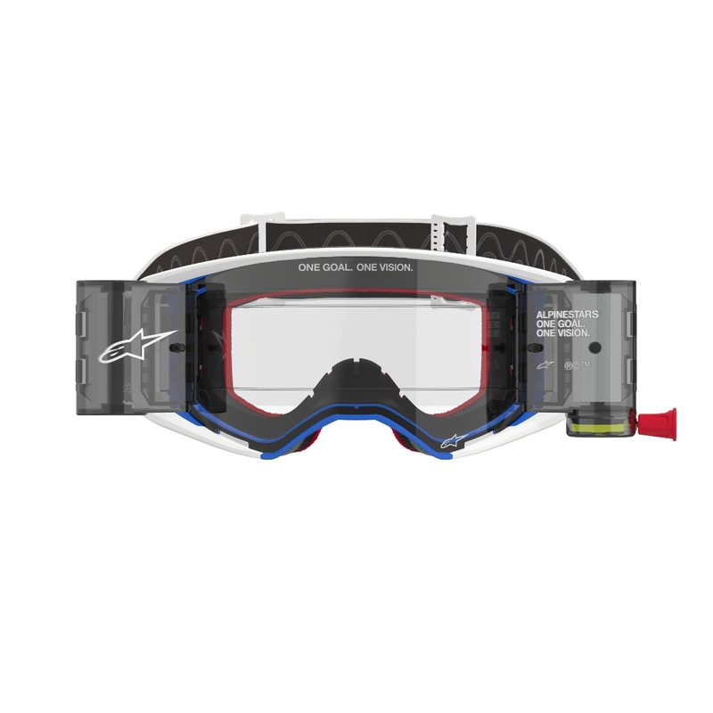 Alpinestars Supertech Corp ROLL-OFF Wide Vision plavo-narančaste naočale za motocros s prozirnim lećama