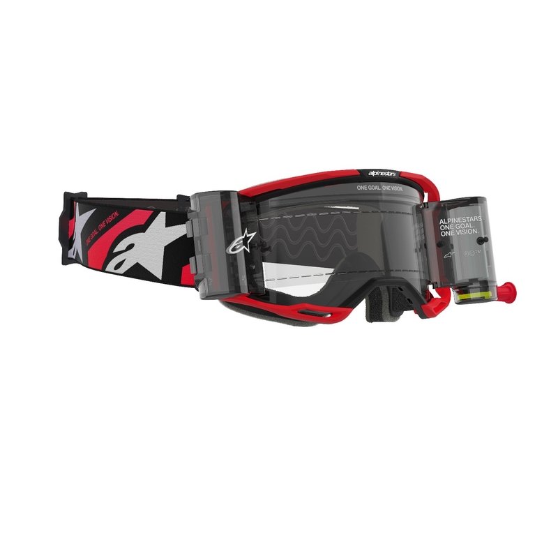 Alpinestars Vision 8 Luar ROLL-OFF Wide Vision Motocross naočale crveno-crne s prozirnim lećama