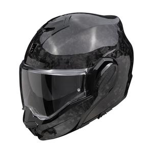 Motociklistička kaciga na preklop Scorpion EXO-TECH EVO ONYX CARBON Jednobojna crna