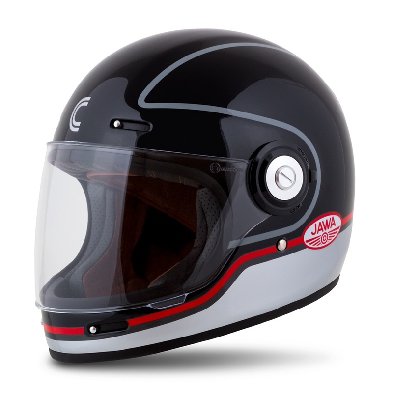 Integralna moto kaciga Cassida Fiber Jawa Sport crna-srebrna-crvena - II. kvaliteta