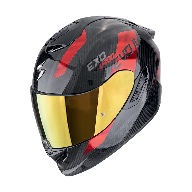 Integralna motociklistička kaciga Scorpion EXO-1400 EVO II CARBON AIR PLATTED crno-crvena rasprodaja