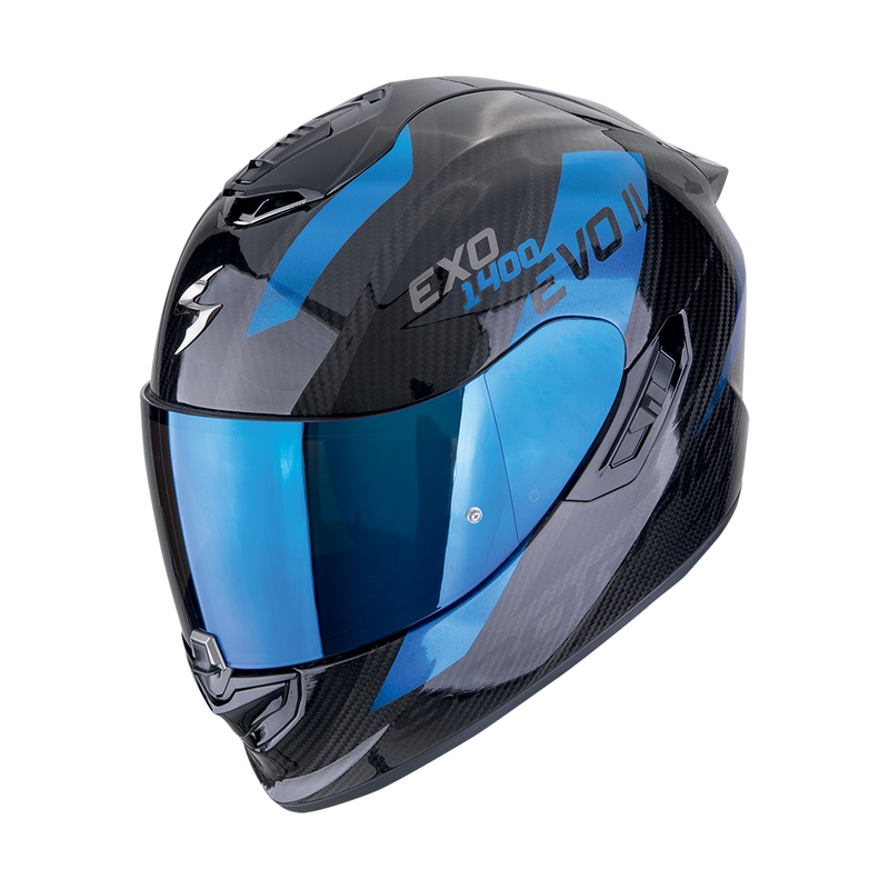 Integralna motociklistička kaciga Scorpion EXO-1400 EVO II CARBON AIR PLATTED crno-plava rasprodaja
