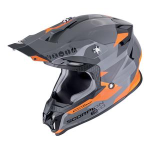 Motocross kaciga Scorpion VX-16 EVO AIR ROD sivo-narančasta