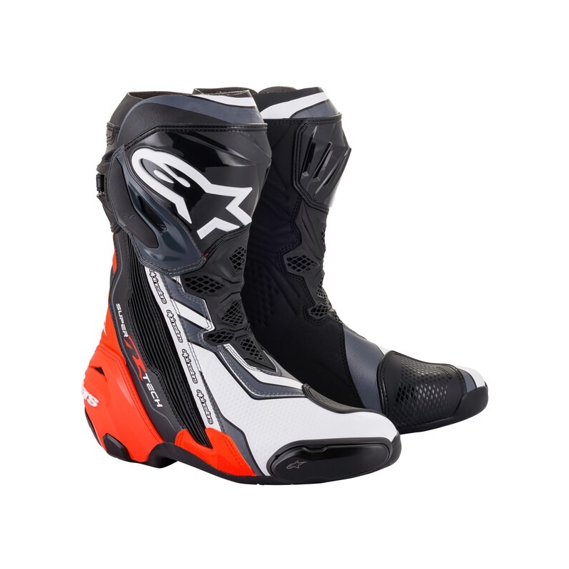 Alpinestars Supertech R motorističke čizme crno-fluo crveno-bijelo-sive