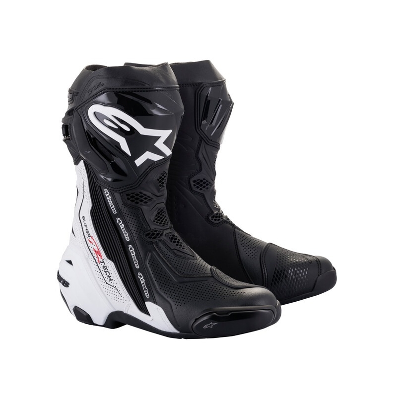 Motorističke čizme Alpinestars Supertech R Vented crno-bijele