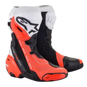 Alpinestars Supertech R Vented motociklističke čizme crno-bijele-fluo crvene