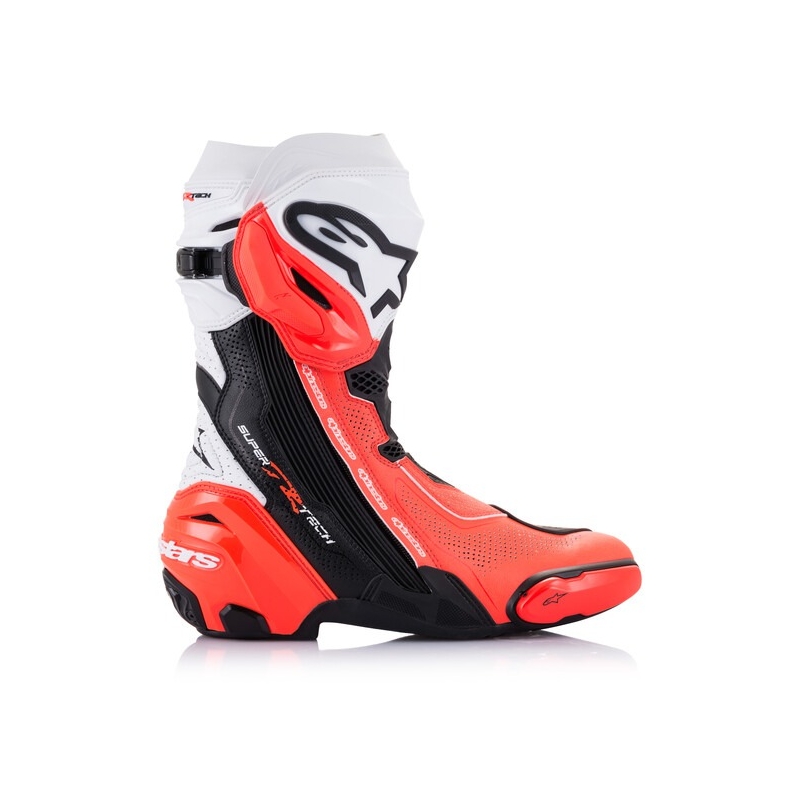 Alpinestars Supertech R Vented motociklističke čizme crno-bijele-fluo crvene