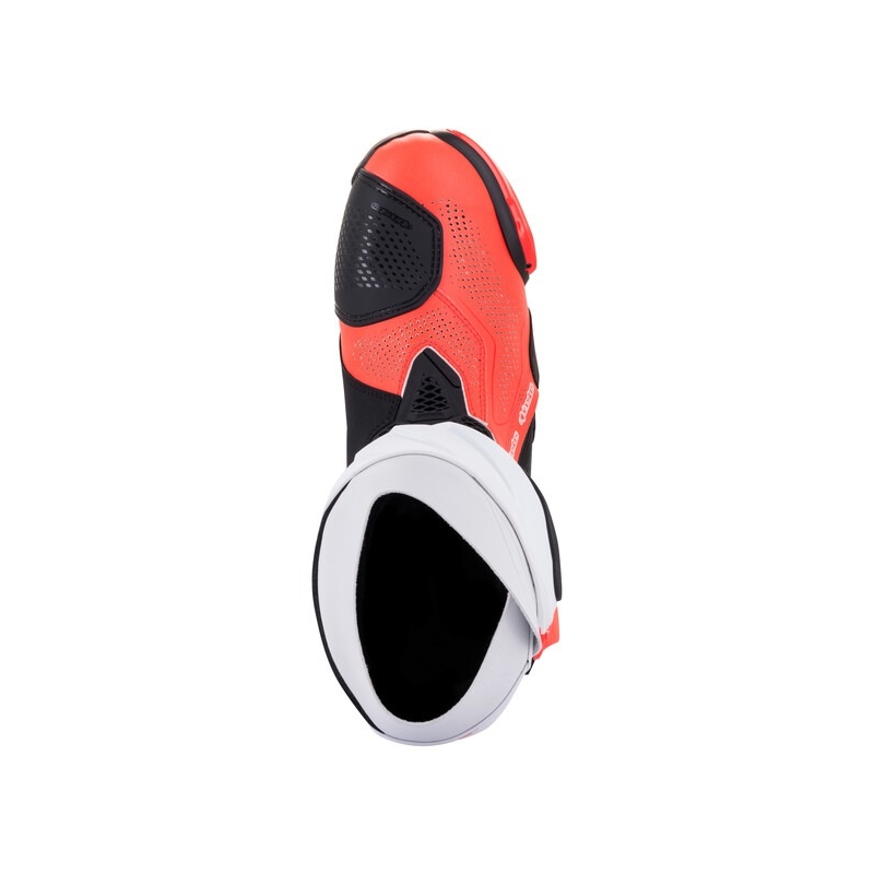 Alpinestars Supertech R Vented motociklističke čizme crno-bijele-fluo crvene
