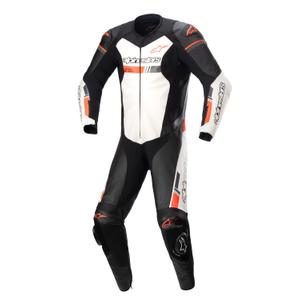 Alpinestars GP Force TECH-AIR 5 kompatibilno jednodijelno kožno motociklističko odijelo crno-bijelo-fluo crveno