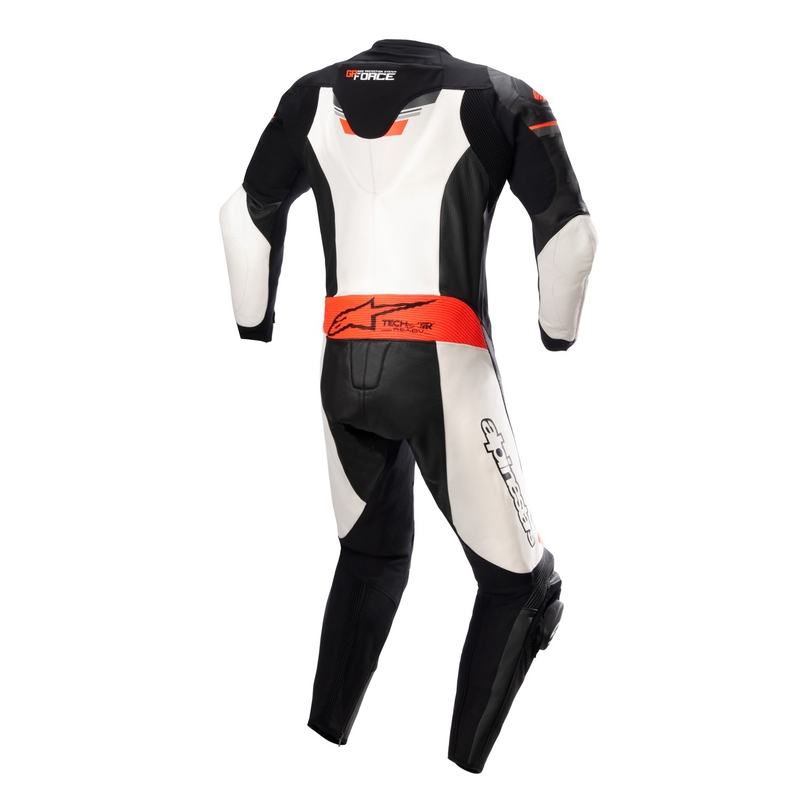 Alpinestars GP Force TECH-AIR 5 kompatibilno jednodijelno kožno motociklističko odijelo crno-bijelo-fluo crveno