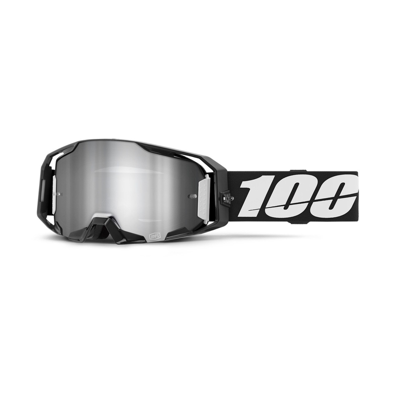 Motocross naočale 100% ARmatic crne sa srebrnim zrcalnim pleksiglasom