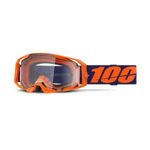 Naočale za motocross 100% ARmatic Neon Orange s prozirnim pleksiglasom