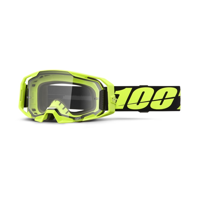 Naočale za motocross 100% ARmatic Neon Yellow s prozirnim pleksiglasom