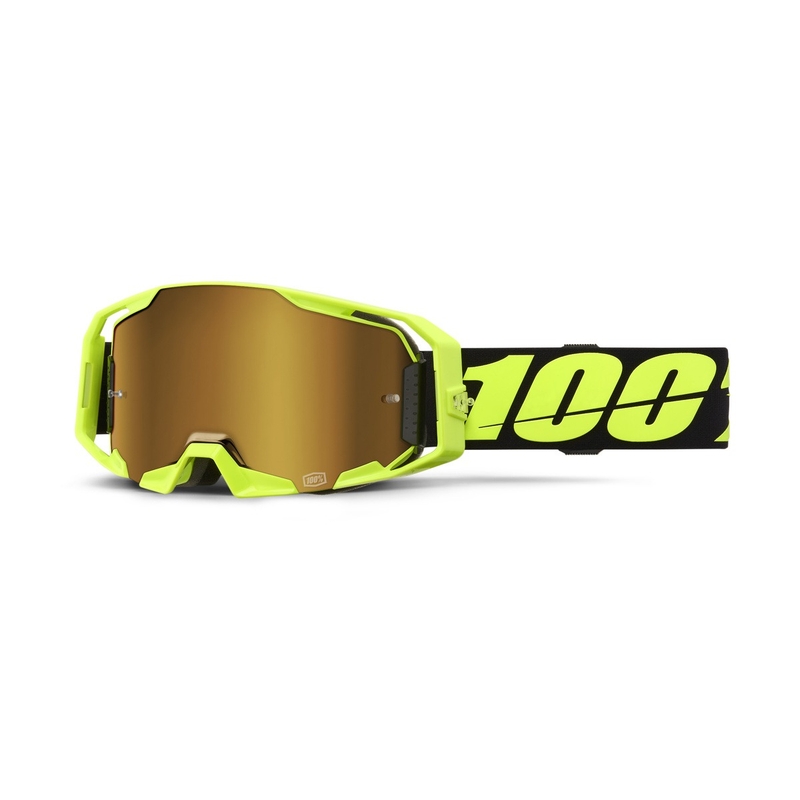 Naočale za motocross 100% ARmatic Neon Yellow sa zlatnim pleksiglasom