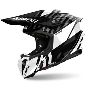 Motocross kaciga Airoh Twist 3 Thunder 2024 sjajna crno-bijela