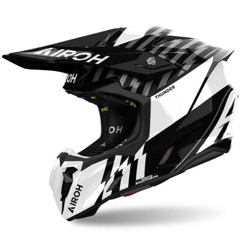 Motocross kaciga Airoh Twist 3 Thunder sjajna crno-bijela