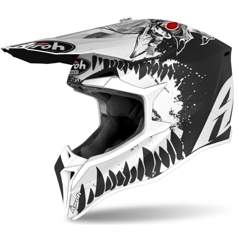 Dječja motocross kaciga Airoh Wrap Youth Beast crno-bijela