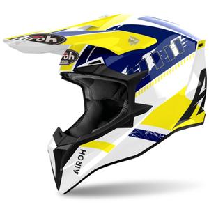 Motocross kaciga Airoh Wraaap Feel 2024 sjajna žuto-plava