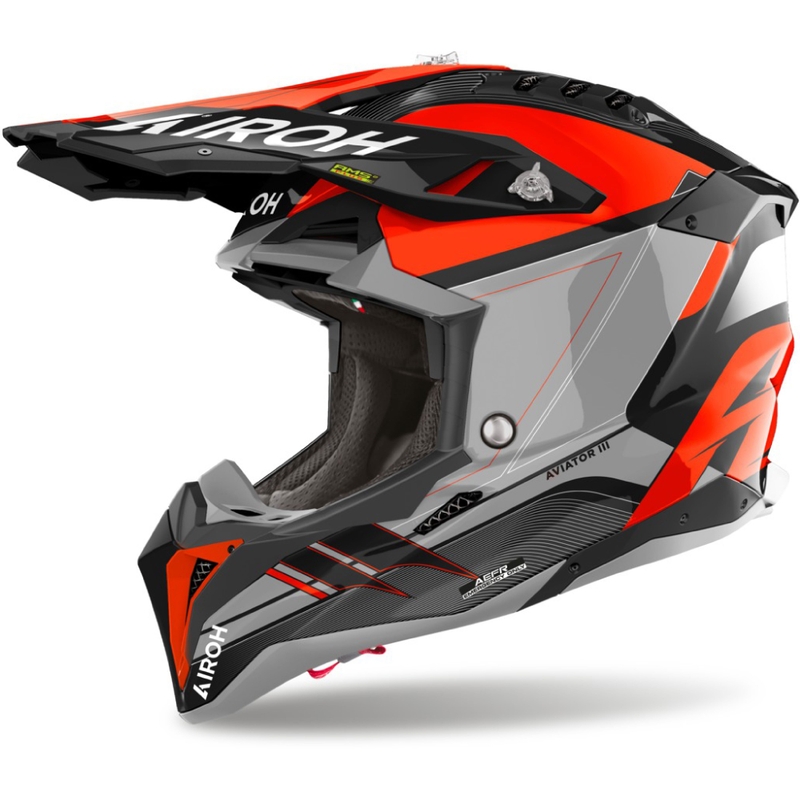 Motocross kaciga Airoh Aviator 3 Sabre 2024 sjajna narančasta