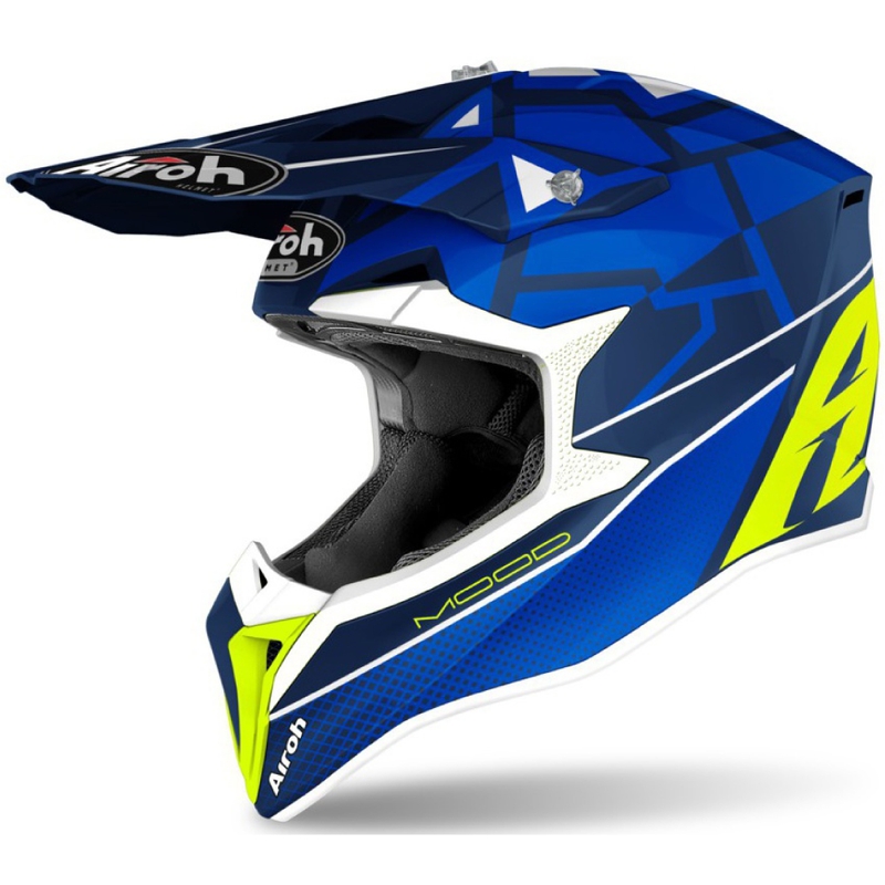 Dječja kaciga za motocross Airoh Wrap Youth Mood plavo-bijelo-žuta