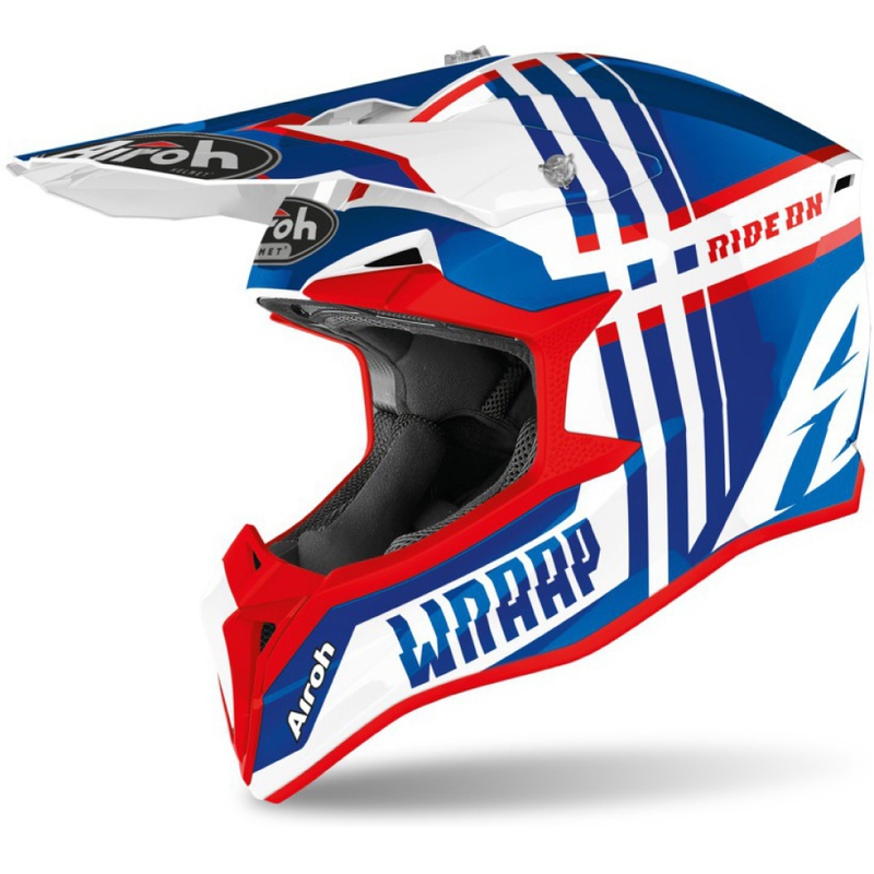 Dječja kaciga za motocross Airoh Wrap Youth Broken plavo-bijelo-crvena