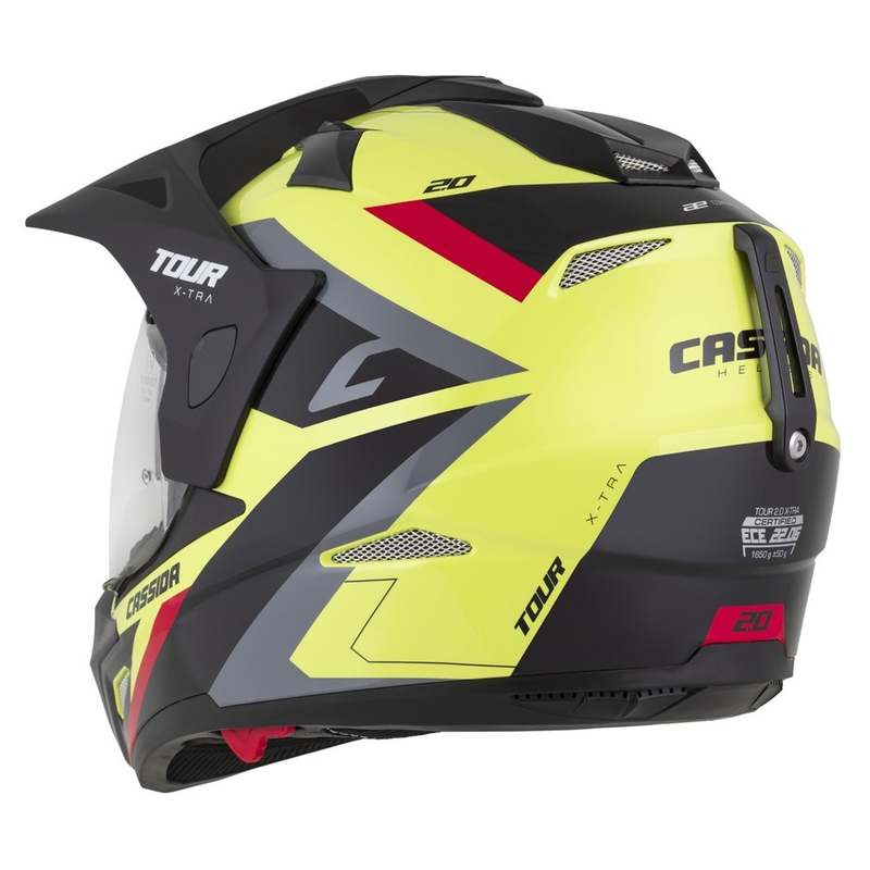 Enduro kaciga Cassida Tour 2.0 X-tra fluo žuto-crno-crveno-siva s crnim mat vizirom