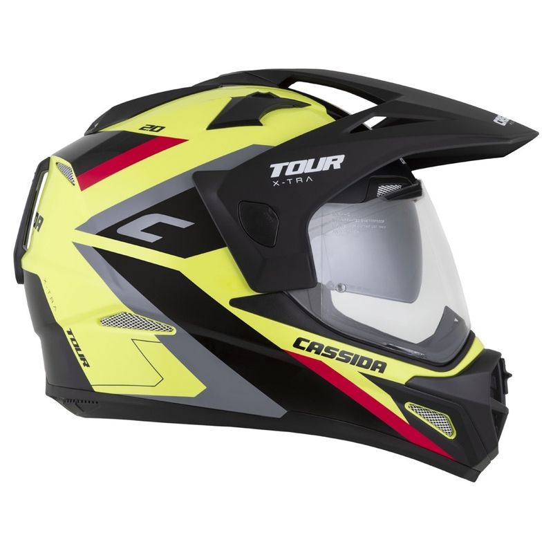 Enduro kaciga Cassida Tour 2.0 X-tra fluo žuto-crno-crveno-siva s crnim mat vizirom