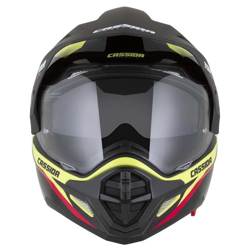 Enduro kaciga Cassida Tour 2.0 X-tra fluo žuto-crno-crveno-siva s crnim mat vizirom