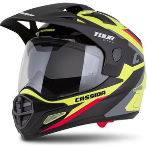 Enduro kaciga Cassida Tour 2.0 X-tra fluo žuto-crno-crveno-siva s crnim mat vizirom