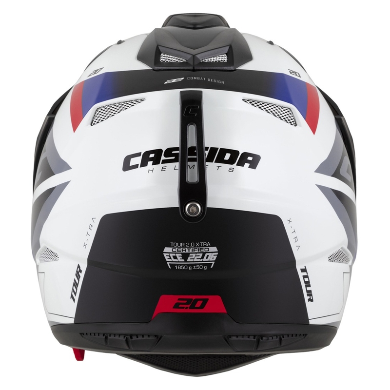 Enduro kaciga Cassida Tour 2.0 X-tra bijelo-plavo-crveno-crna s crnim mat vizirom