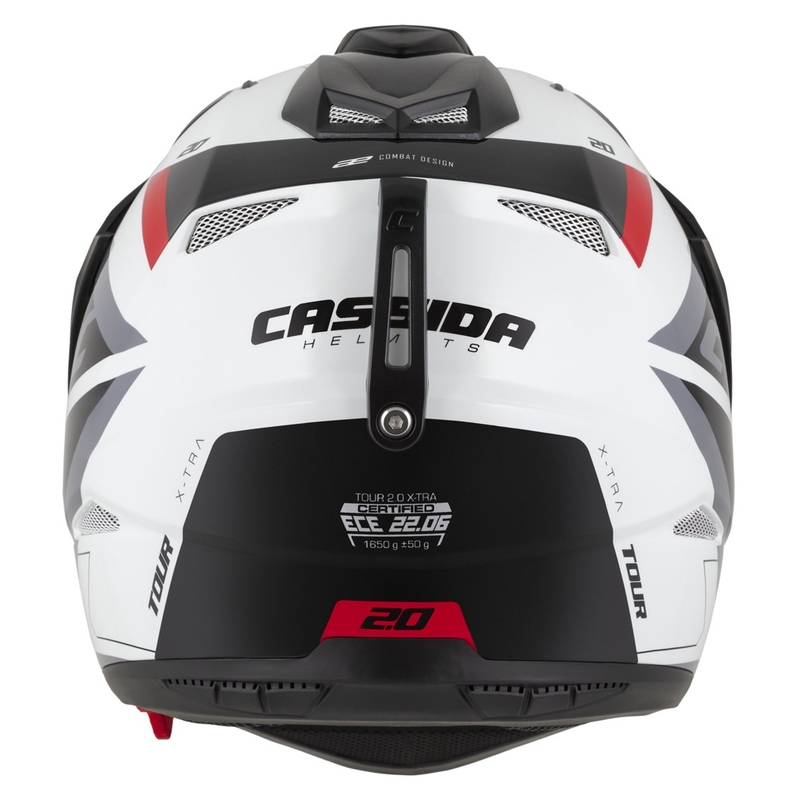 Enduro kaciga Cassida Tour 2.0 X-tra bijelo-crveno-crna s crnim mat vizirom
