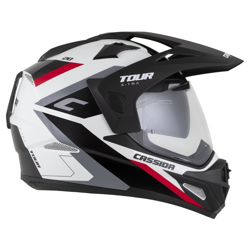 Enduro kaciga Cassida Tour 2.0 X-tra bijelo-crveno-crna s crnim mat vizirom