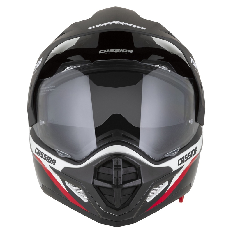 Enduro kaciga Cassida Tour 2.0 X-tra bijelo-crveno-crna s crnim mat vizirom