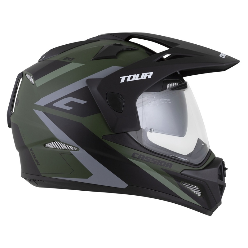 Enduro kaciga Cassida Tour 2.0 X-tra mat zeleno-sivo-crna s crnim mat vizirom