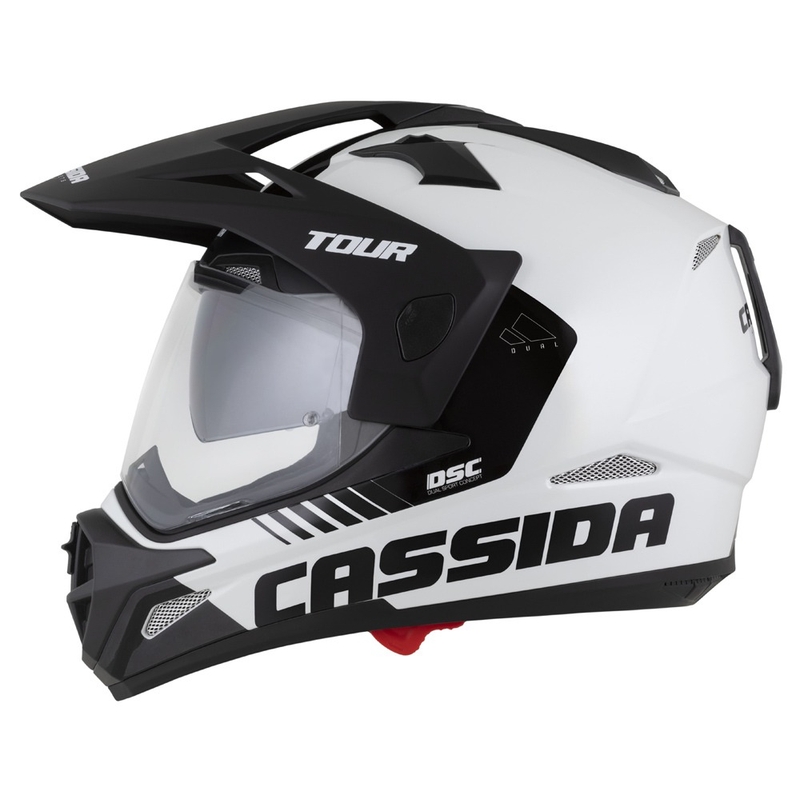 Enduro kaciga Cassida Tour 2.0 Dual bijelo-crna sa crnim mat vizirom