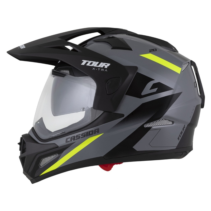 Enduro kaciga Cassida Tour 2.0 X-tra sivo-fluo žuto-crna s crnim mat vizirom