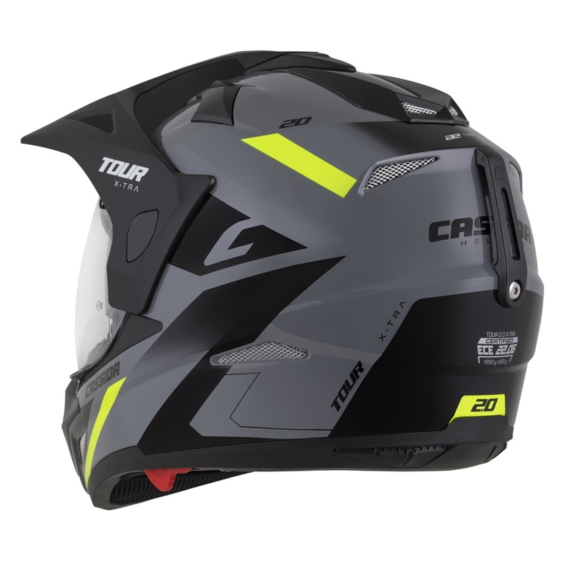 Enduro kaciga Cassida Tour 2.0 X-tra sivo-fluo žuto-crna s crnim mat vizirom