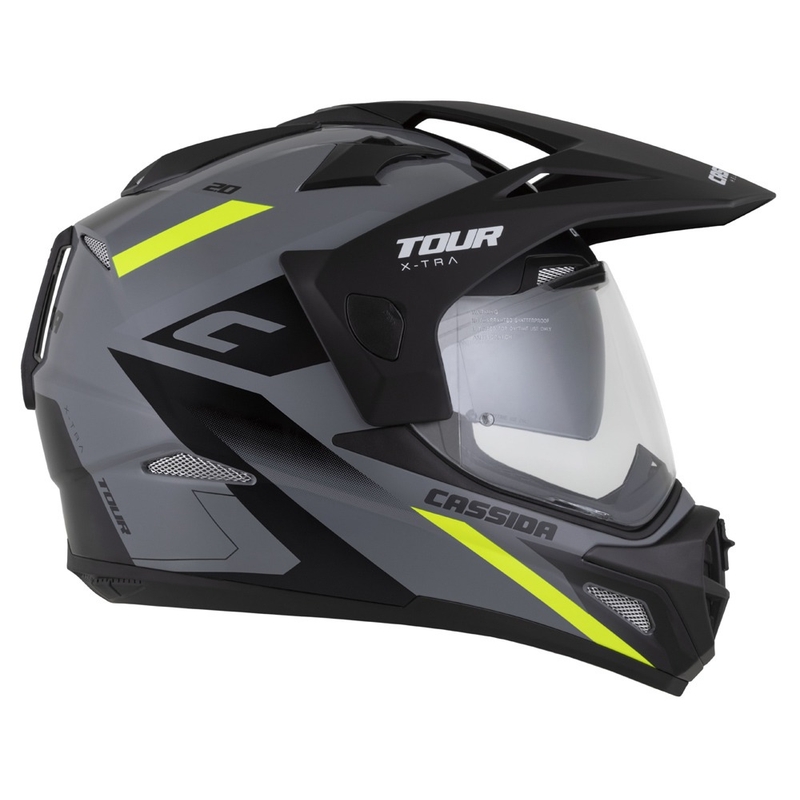 Enduro kaciga Cassida Tour 2.0 X-tra sivo-fluo žuto-crna s crnim mat vizirom
