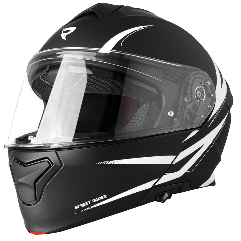 Motociklistička kaciga na preklop Street Racer Fury mat crno-bijela