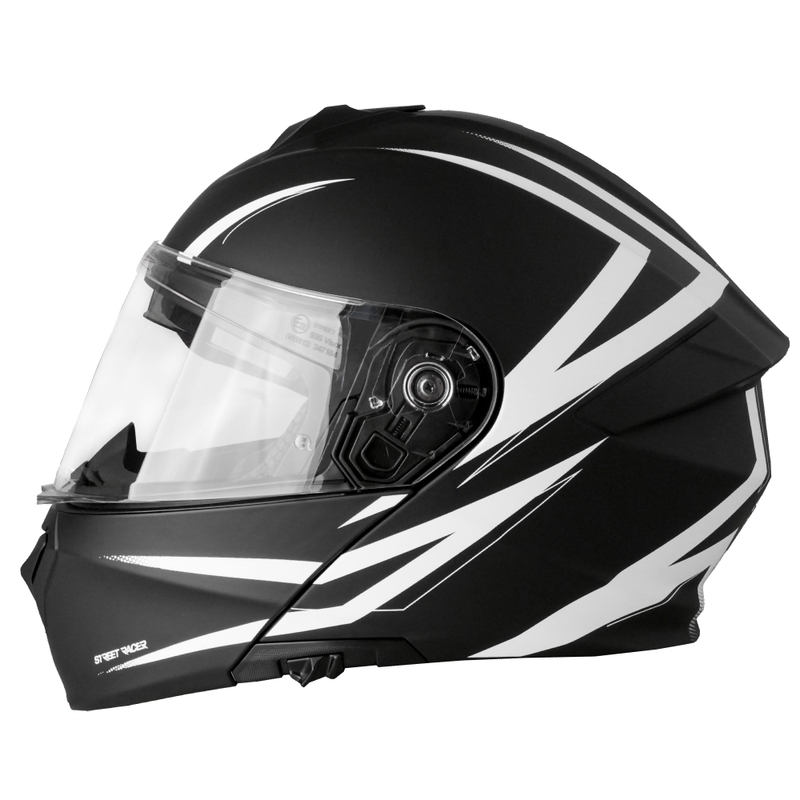 Motociklistička kaciga na preklop Street Racer Fury mat crno-bijela