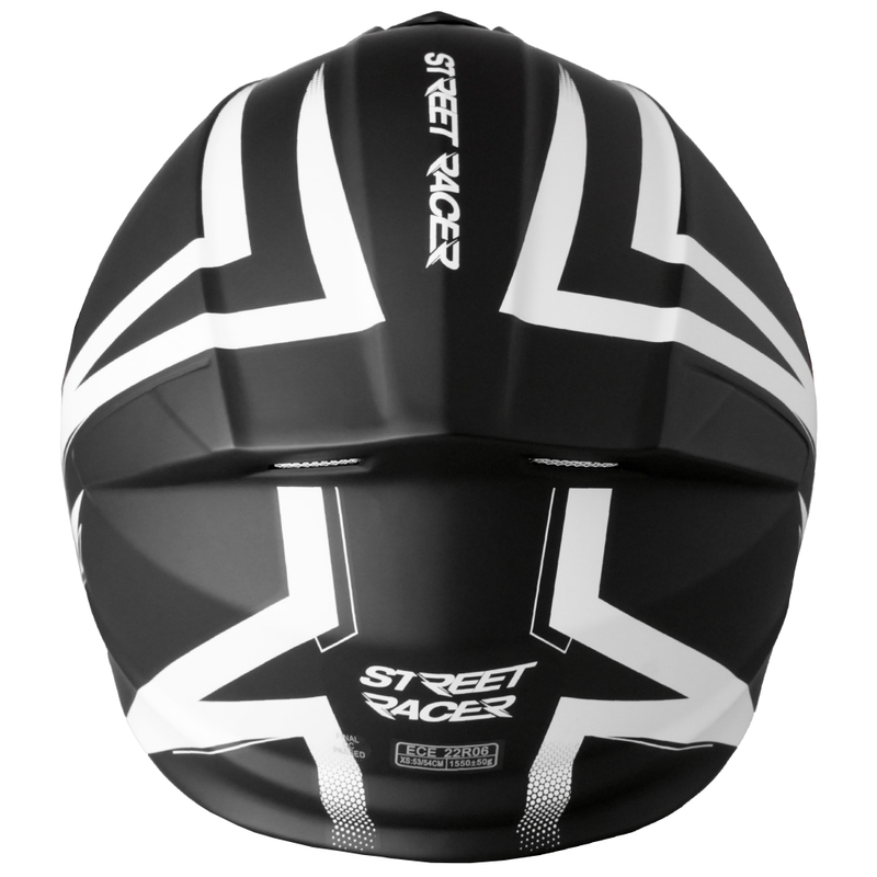 Motociklistička kaciga na preklop Street Racer Fury mat crno-bijela