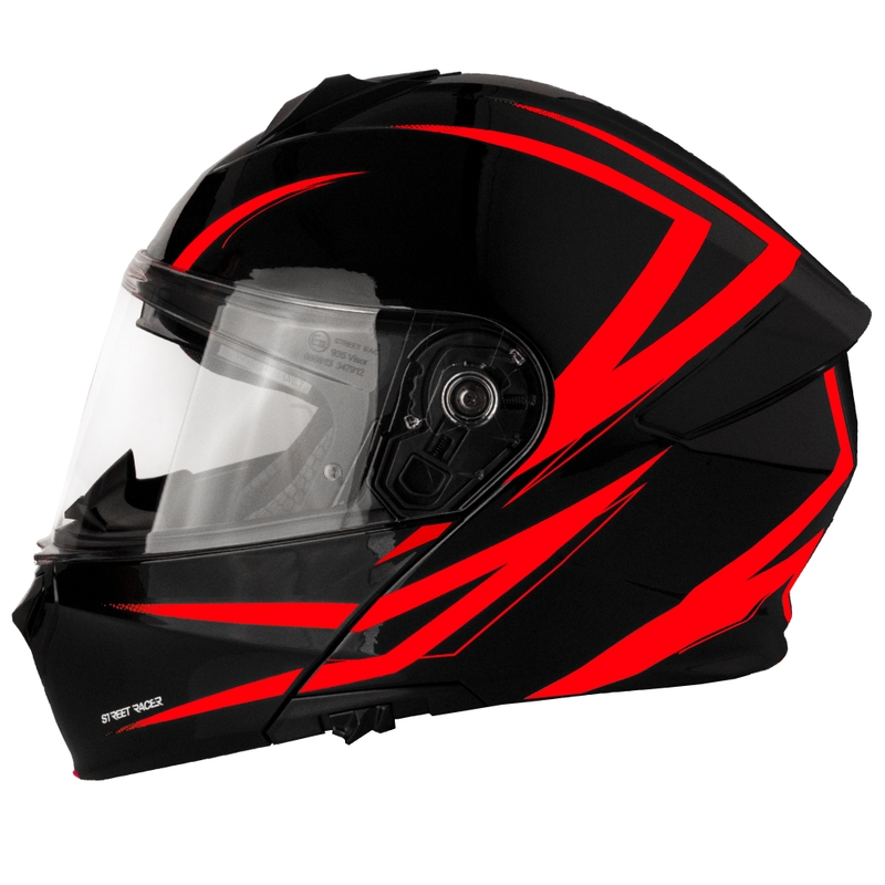 Motociklistička kaciga na preklop Street Racer Fury crno-crvena