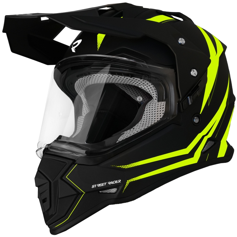 Enduro motociklistička kaciga Street Racer Ignite mat crno-fluo žuta