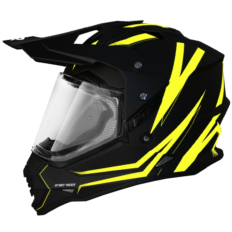 Enduro motociklistička kaciga Street Racer Ignite mat crno-fluo žuta